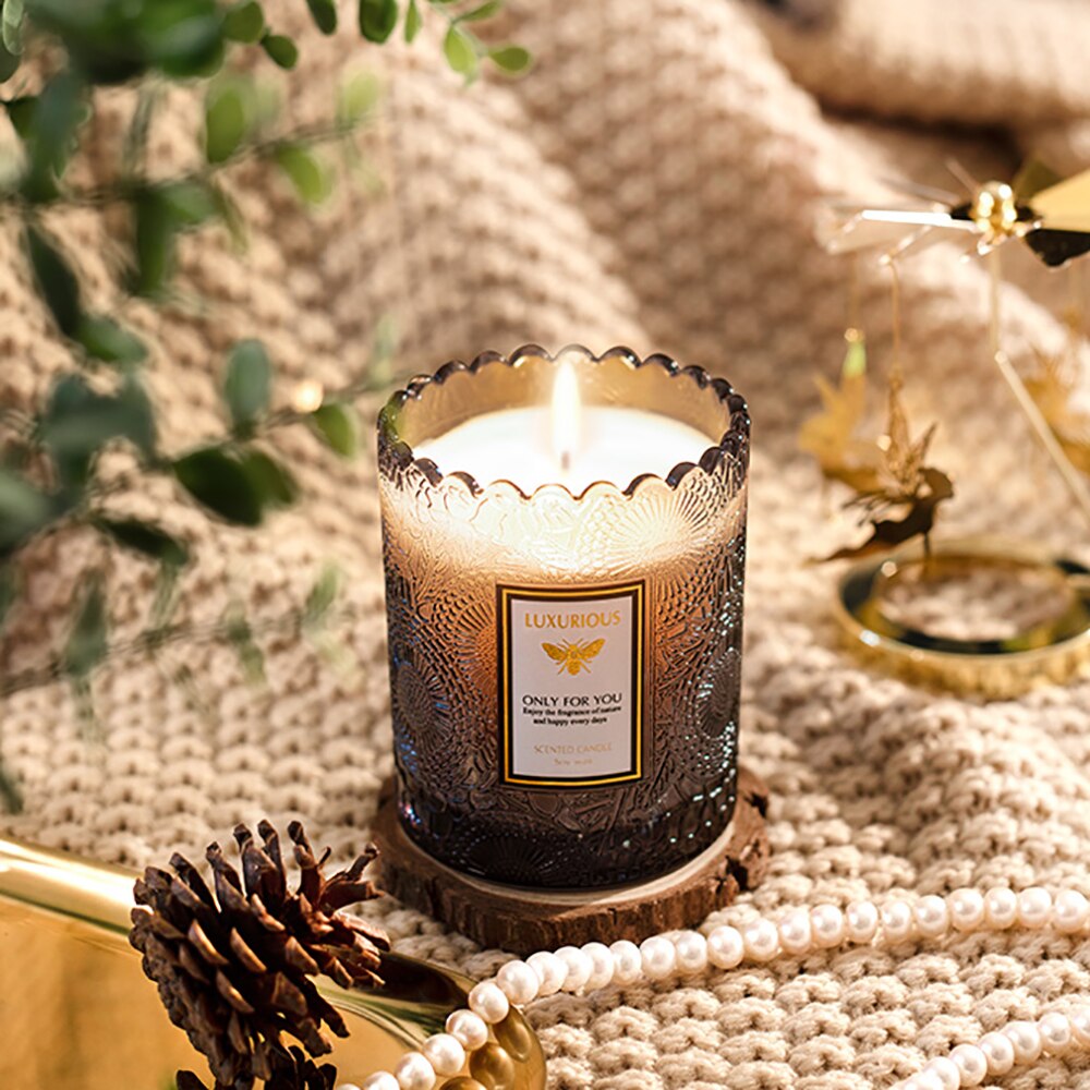 Embossed Glass Scented Candle Holder