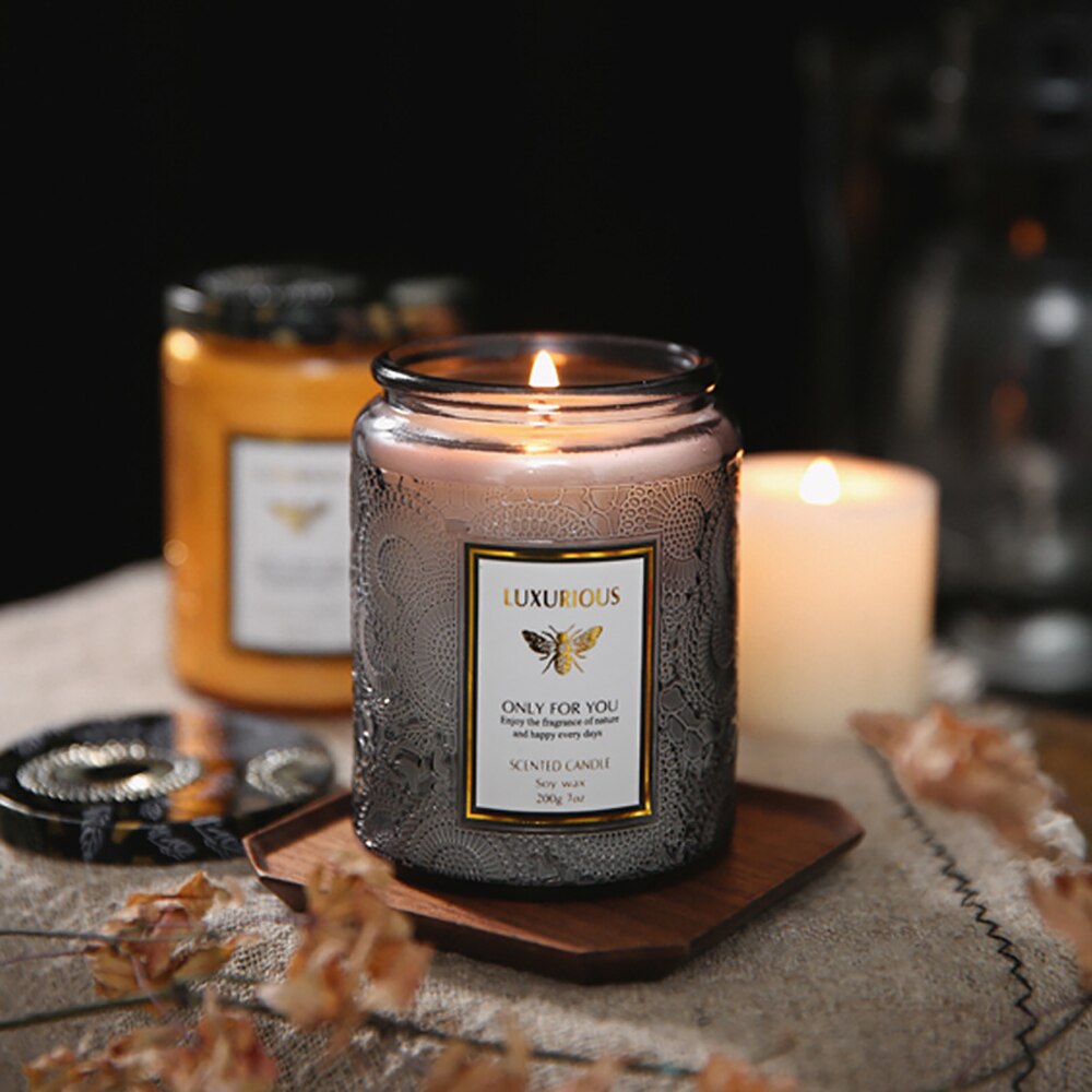 Embossed Glass Scented Candle Holder